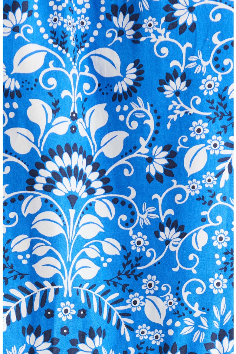 Lulu Floral Dixie Split Neck Cotton Minidress, Alternate, color, LIGHT-BLUE-WHITE