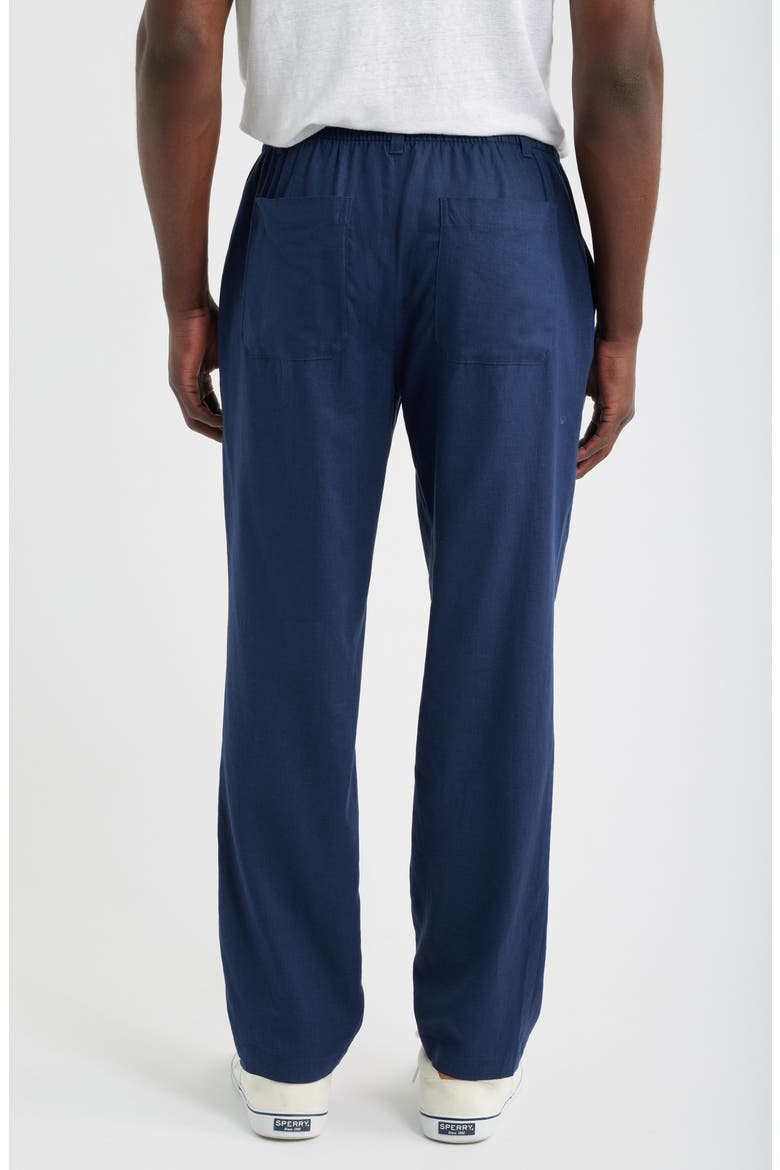 Straight Leg Linen Blend Drawstring Pants, Alternate, color, TRUE NAVY