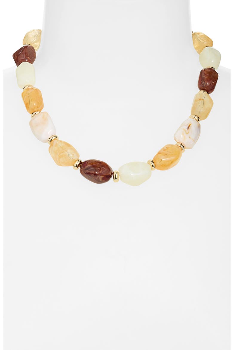 Organic Faceted Bead Necklace, Alternate, color, BROWN MULTI- GOLD