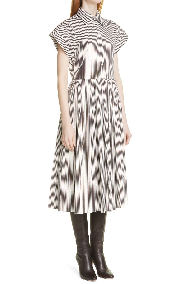 Adam Lippes Stripe Pleated Poplin Shirtdress, Alternate, color, 
