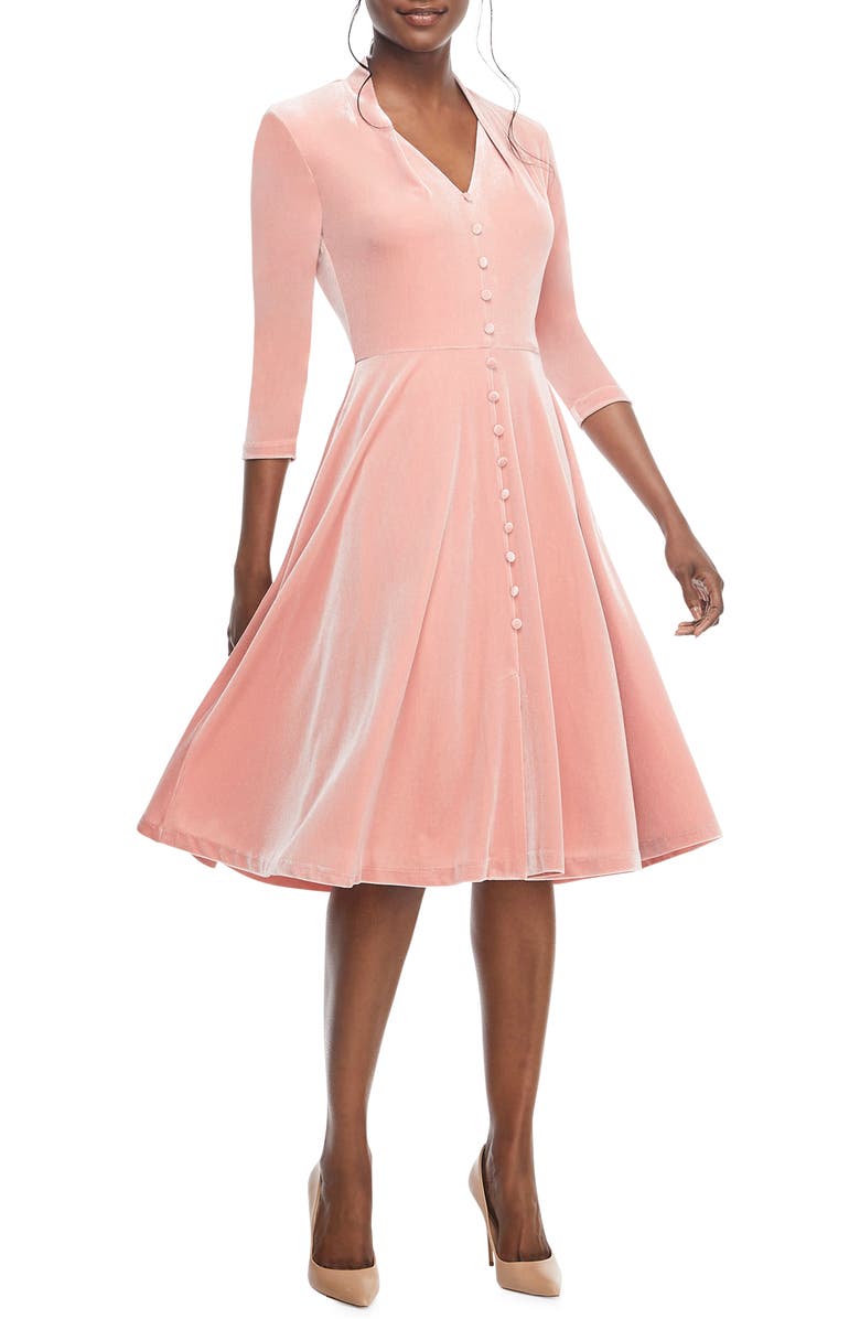 Gal Meets Glam Collection Joy Button Front Velvet Dress, Main, color,