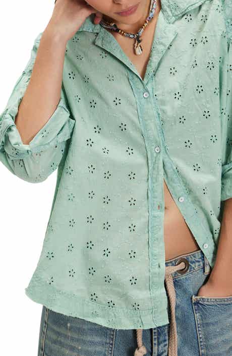 Free People Mae Eyelet Button-Up Shirt