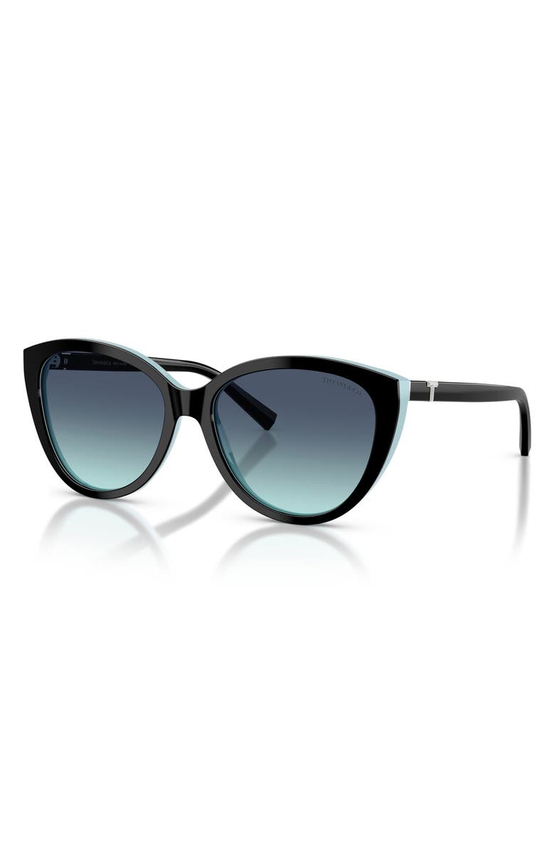 Tiffany & Co. 56mm Cat Eye Sunglasses, Alternate, color, Black On Tiffany Blue / Azure