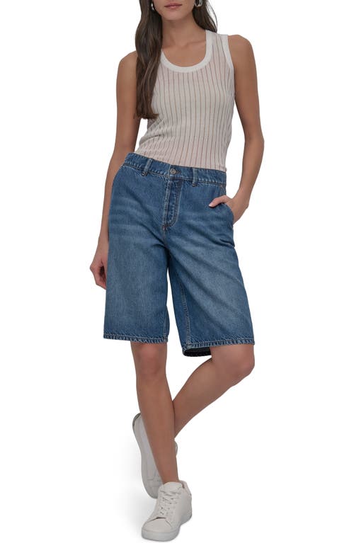 Shop Dkny Denim Bermuda Shorts In Ludlow Wash
