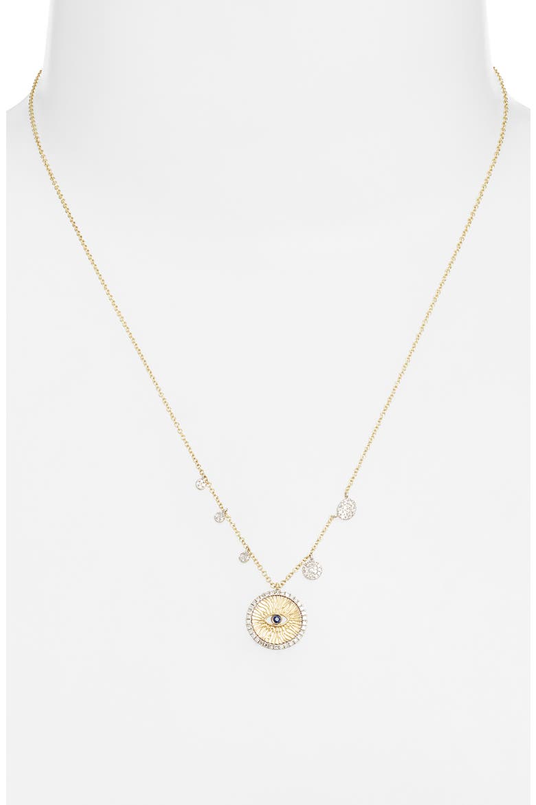 Diamond & Sapphire Evil Eye Pendant Necklace, Alternate, color, YELLOW