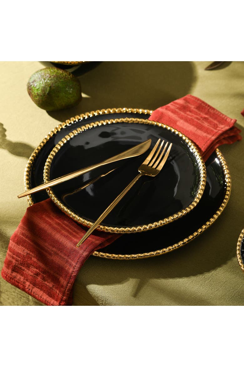 Akoya Porcelain 12-Piece Dinnerware Set, Alternate, color, Black