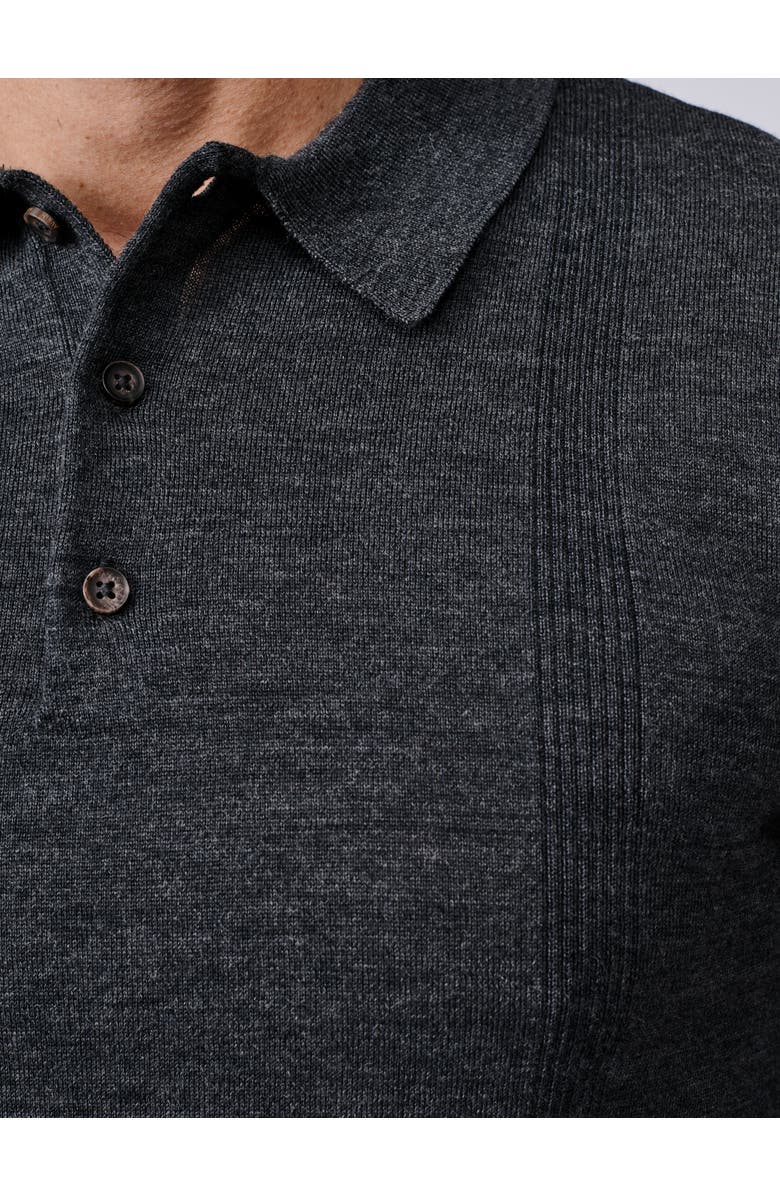 Aubin Elm Merino Textured Long Sleeve Polo, Alternate, color, Dark Charcoal
