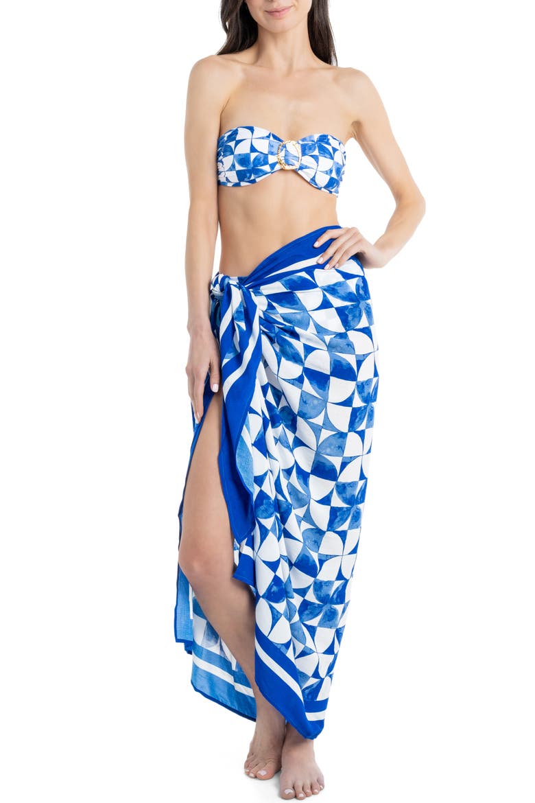 The Greece - Gold Ring Bandeau Bikini Top, Alternate, color, Blue