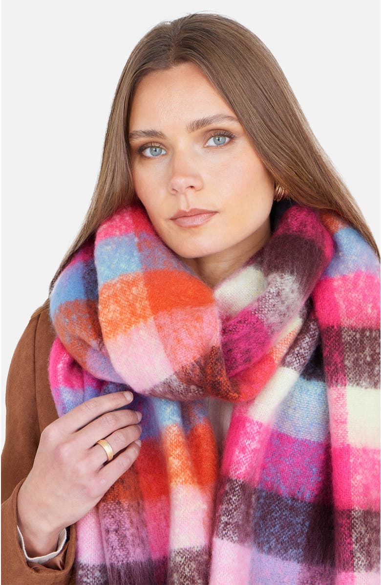 Yumi Color Block Super Fluffy Scarf, Alternate, color, Multi