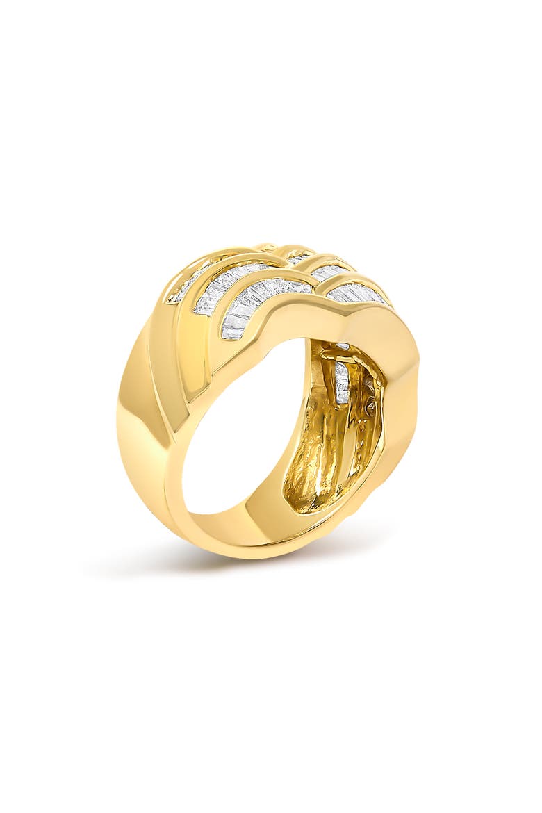 14K Yellow Gold 1-1/3 Cttw Baguette Diamond Wave Design Band Ring, Alternate, color, Yellow Gold