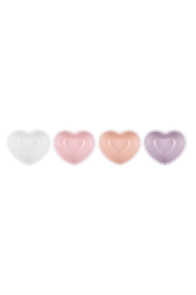 Set of 4 Stoneware Mini Heart Bowls, Alternate, color, MULTICOLOR