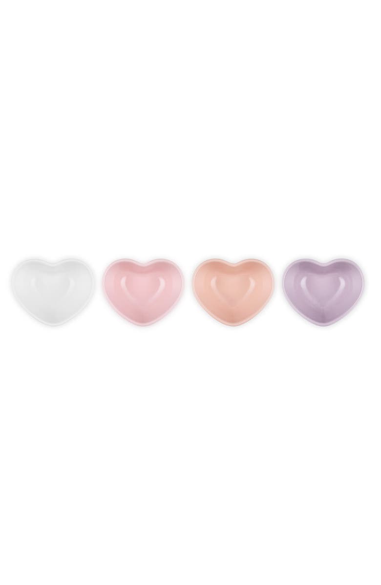Le Creuset Set of 4 Stoneware Mini Heart Bowls, Alternate, color, Multicolor