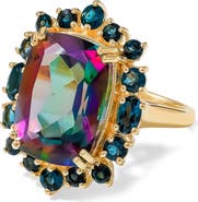 YS GEMS London Blue Doublet Quartz & Rhodolite Garnet Statement Ring