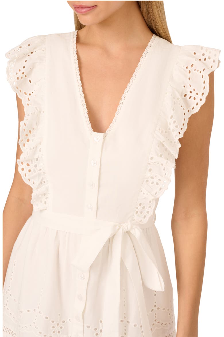 Eyelet Ruffle Cotton Mini Sundress, Alternate, color, IVORY
