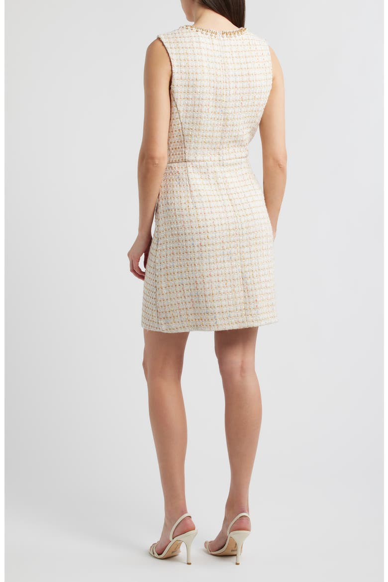 Metallic Tweed Sleeveless Sheath Dress, Alternate, color, IVORY