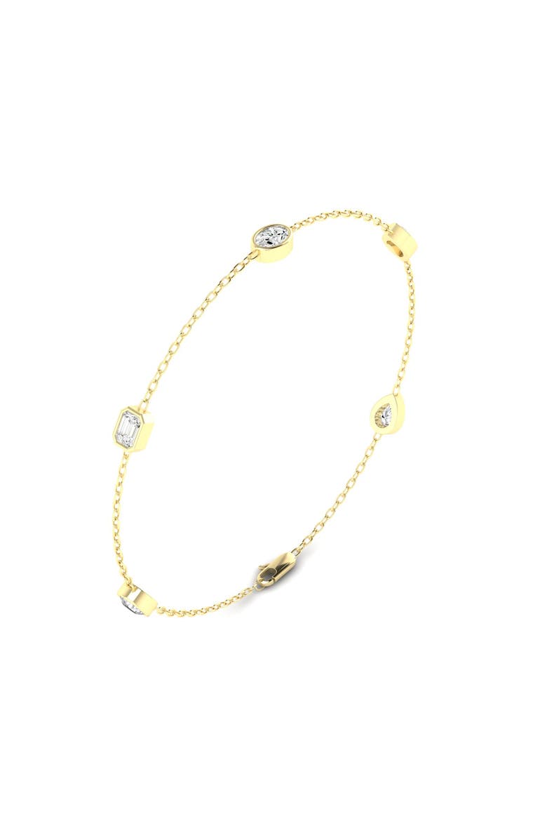 Multi Shape Bezel Station Bracelet Lab Diamond in 14K Gold, Main, color, Yellow Gold