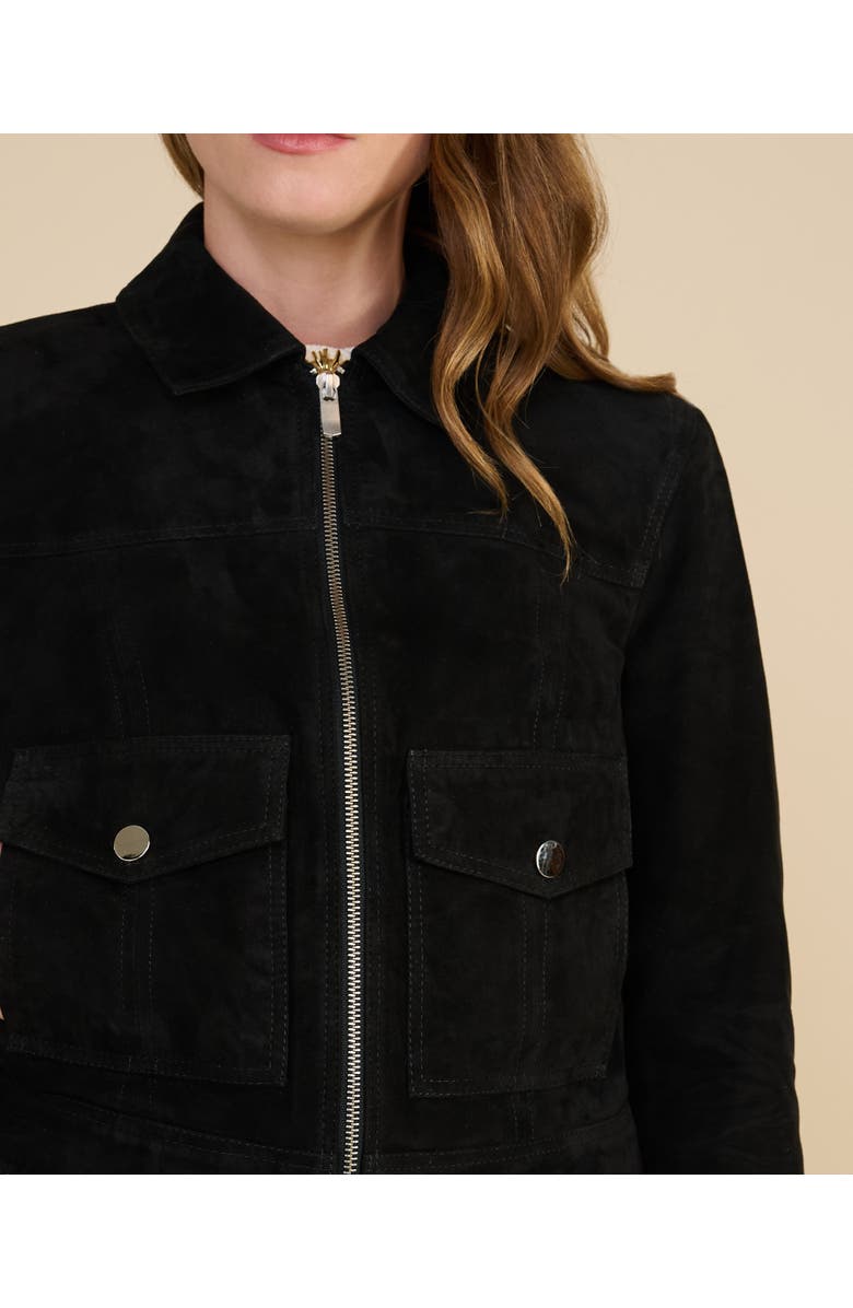 Furniq UK Isabella Suede Jacket, Alternate, color, Black