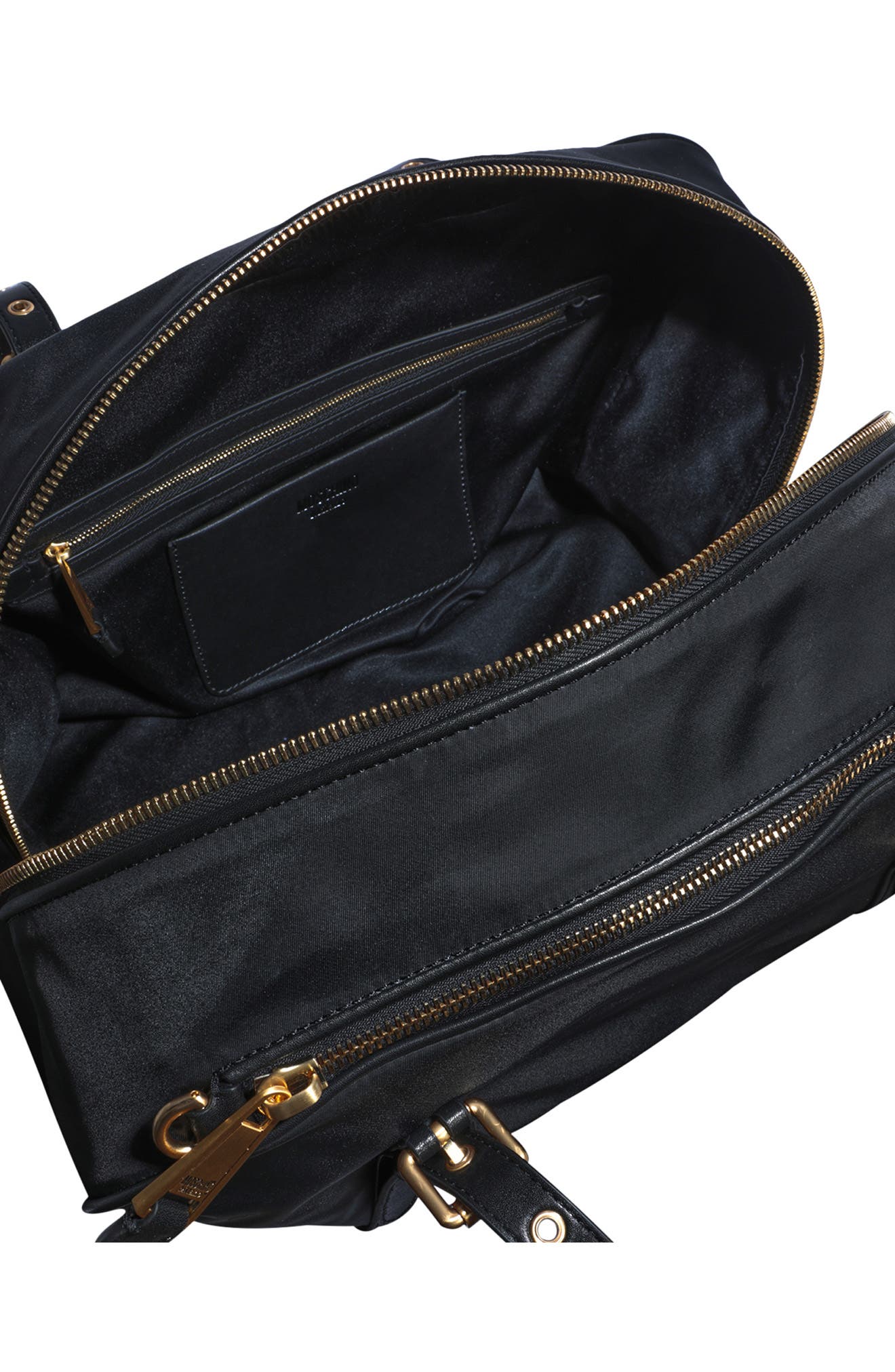 Moschino Logo Duffle Bag, Alternate, color, 