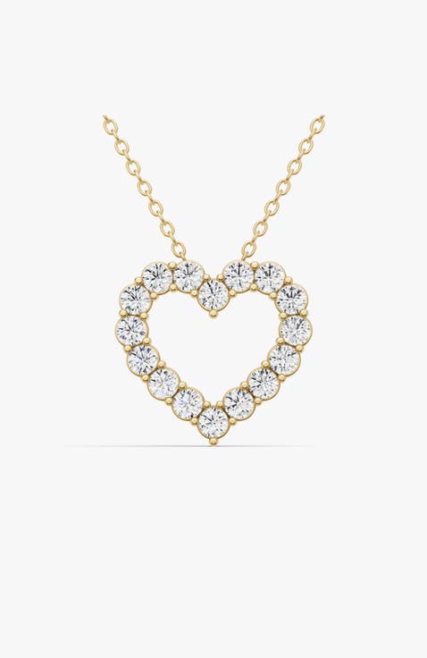 14K Gold 2 ct with Lab Diamonds Sereia's Heart Pendant