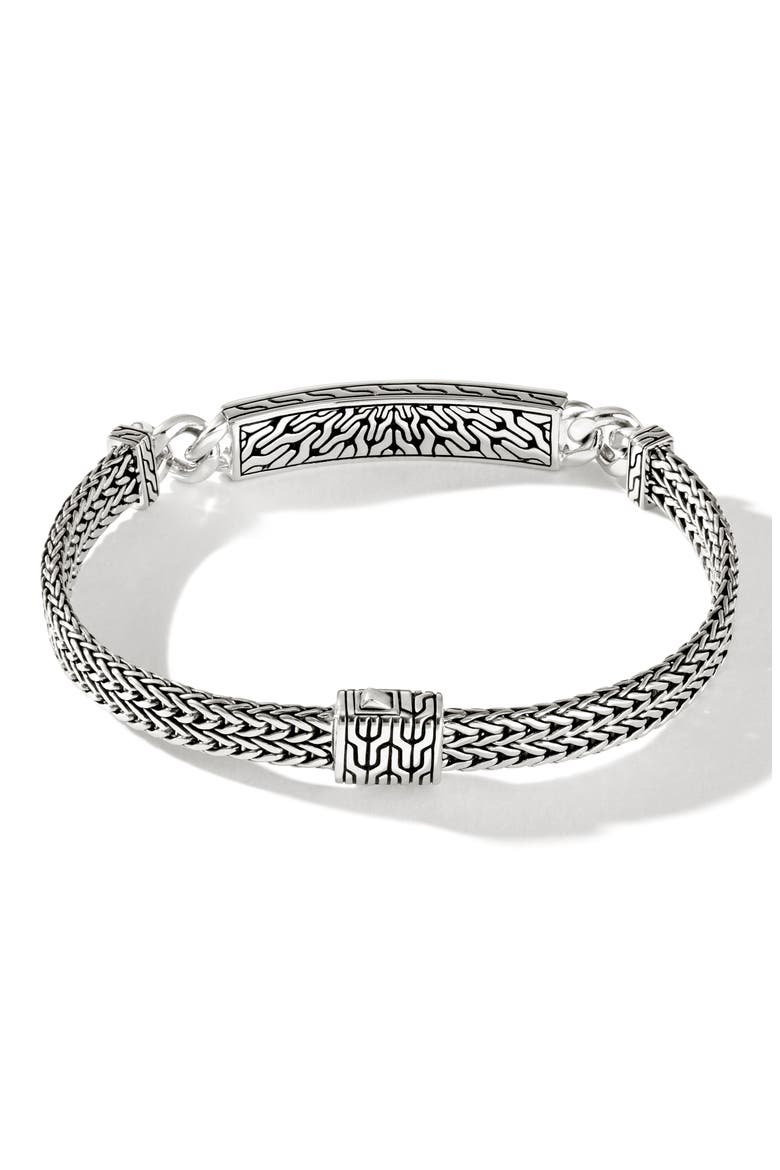 Classic Chain Hammered ID Bracelet, Alternate, color, BLACK/ SILVER
