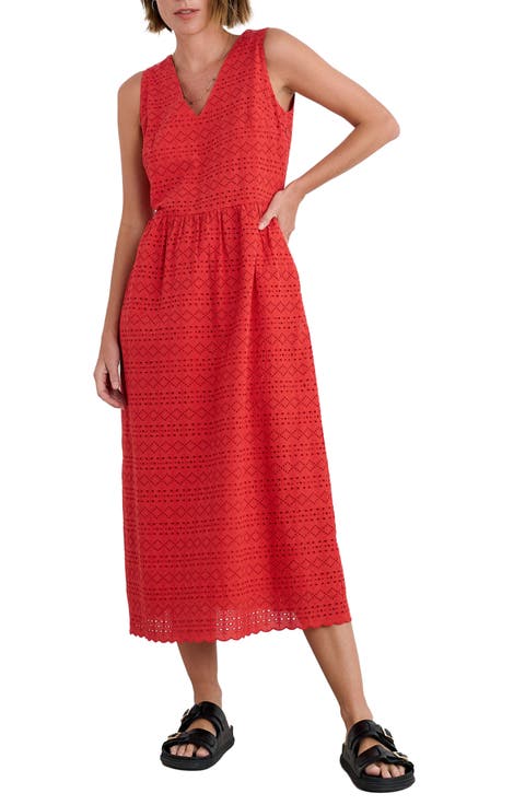 Meadow Saffron Eyelet Embroidered Sleevleess Dress