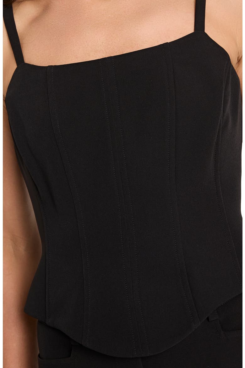 Crepe Corset Tank, Alternate, color, BLACK