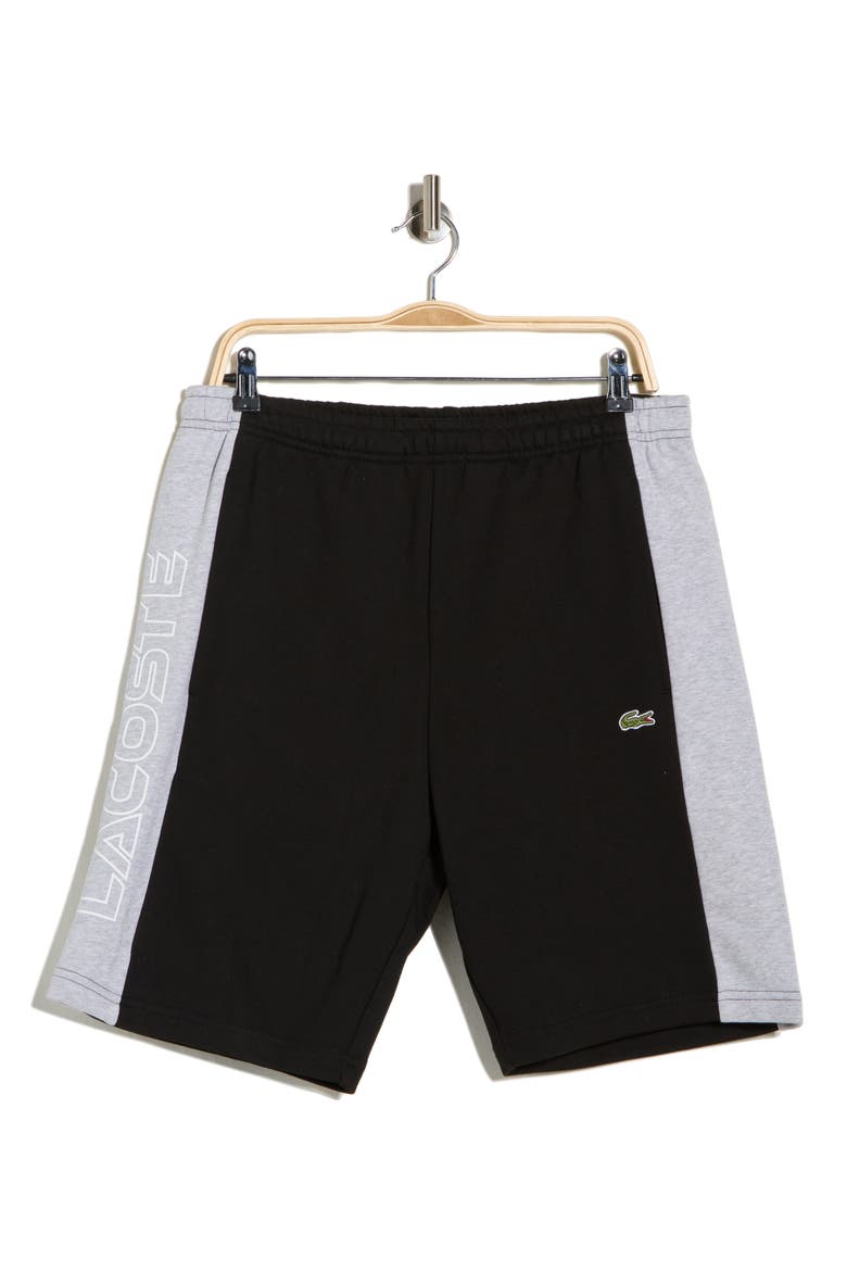 Colorblock Sweat Shorts, Alternate, color, BLACK/ SILVER CHINE