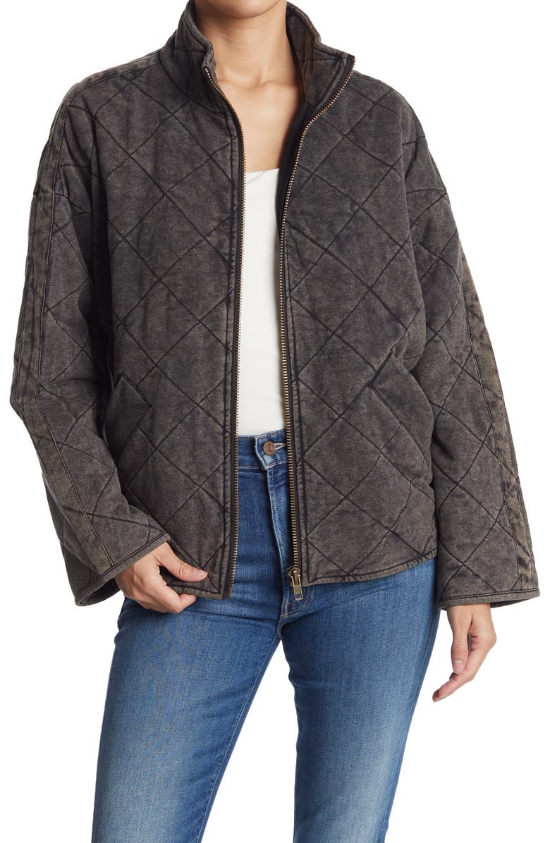 Bagatelle French Terry Diamond Quilted Jacket, Main, color, 