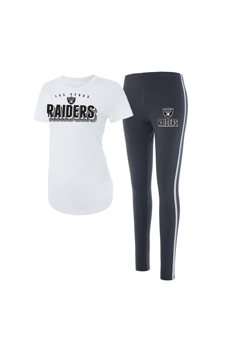 Women's Concepts Sport White/Charcoal Las Vegas Raiders Sonata T-Shirt & Leggings Set, Main, color, White