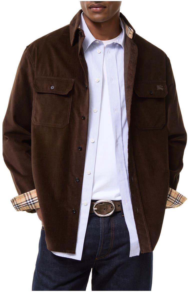 Corduroy Overshirt, Main, color, Chocolate brown