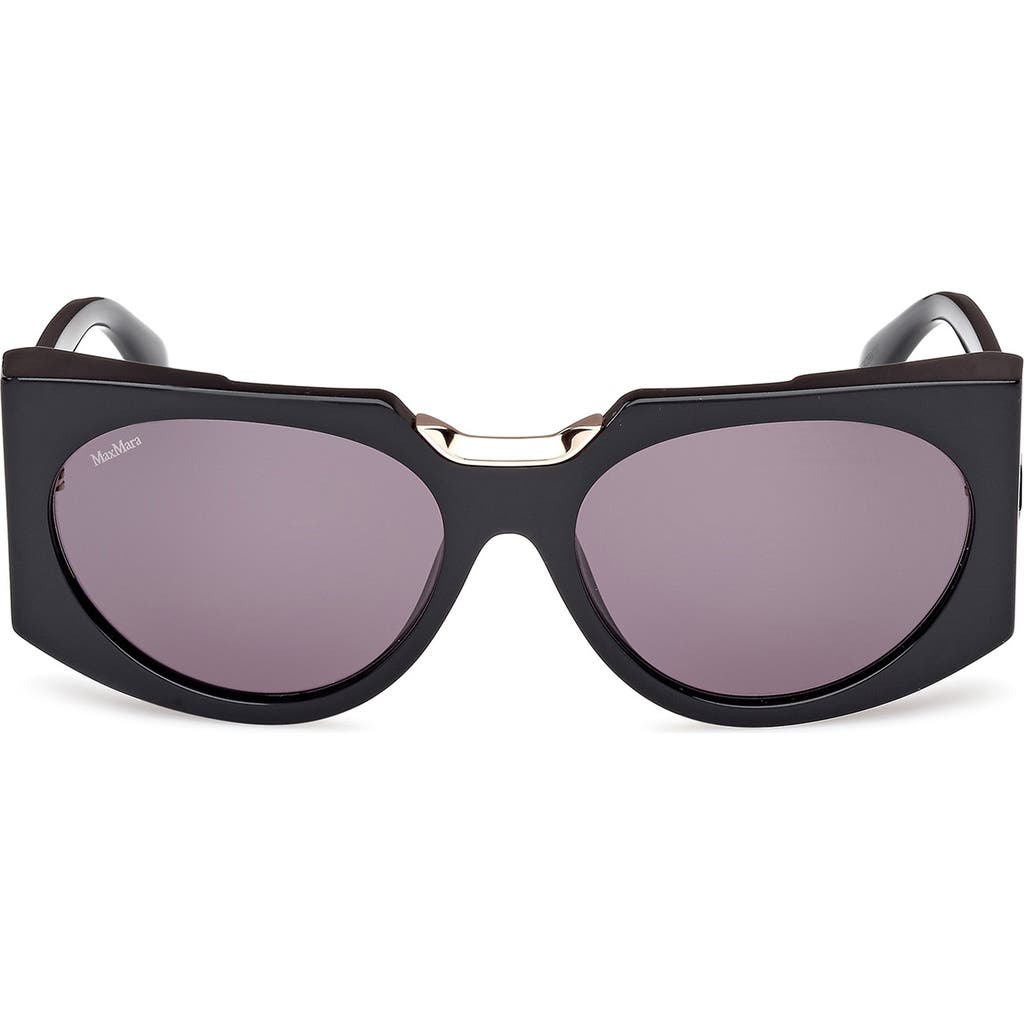 Max Mara 59mm Round Sunglasses In Black