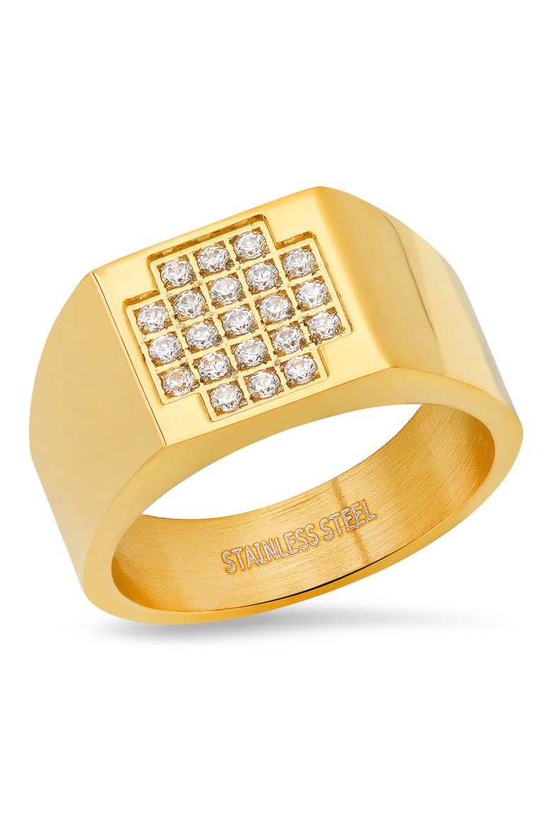 CZ Cross Face Ring, Main, color, YELLOW