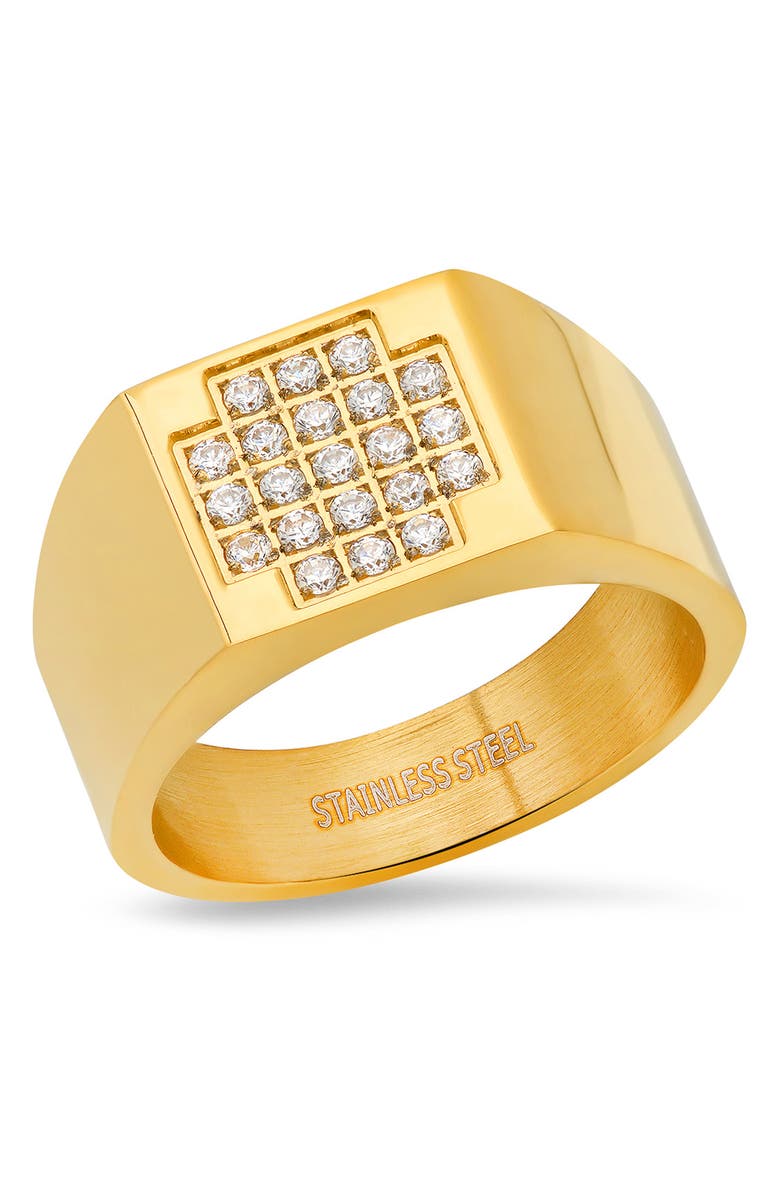 HMY JEWELRY CZ Cross Face Ring, Main, color, Yellow
