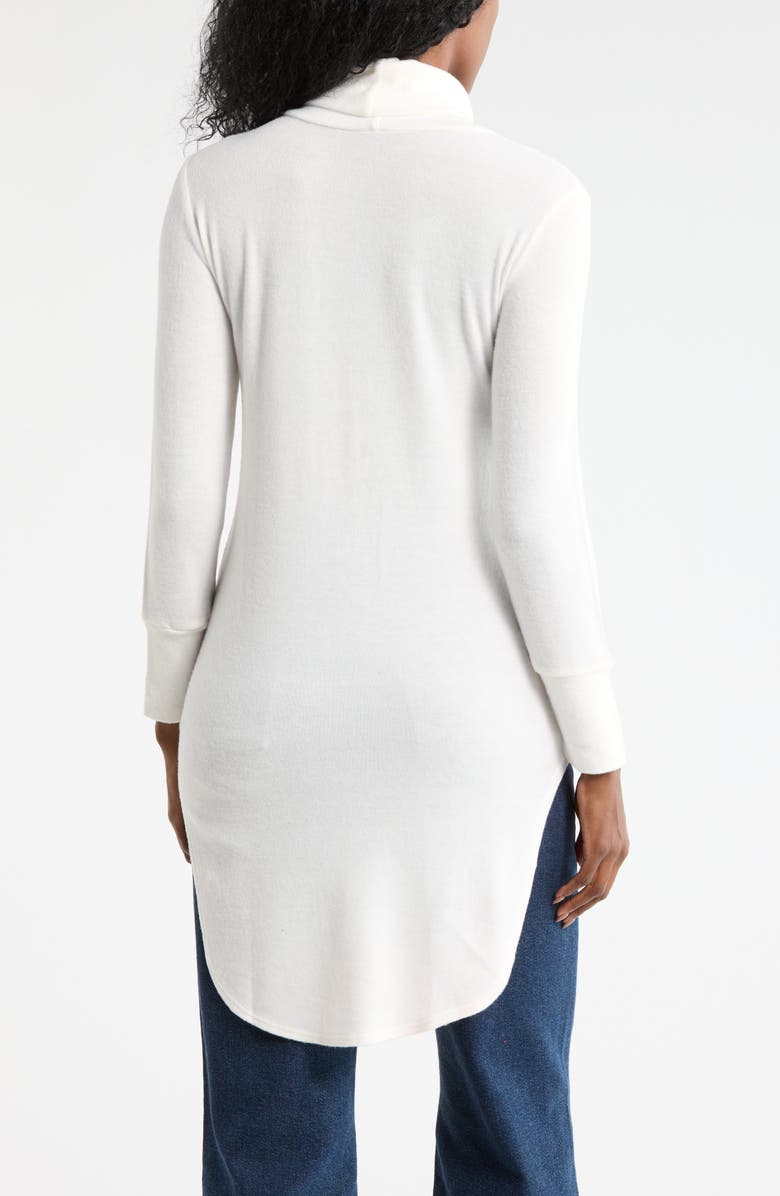 GO COUTURE Turtleneck High-Low Tunic Sweater, Alternate, color, Ivory Color Block