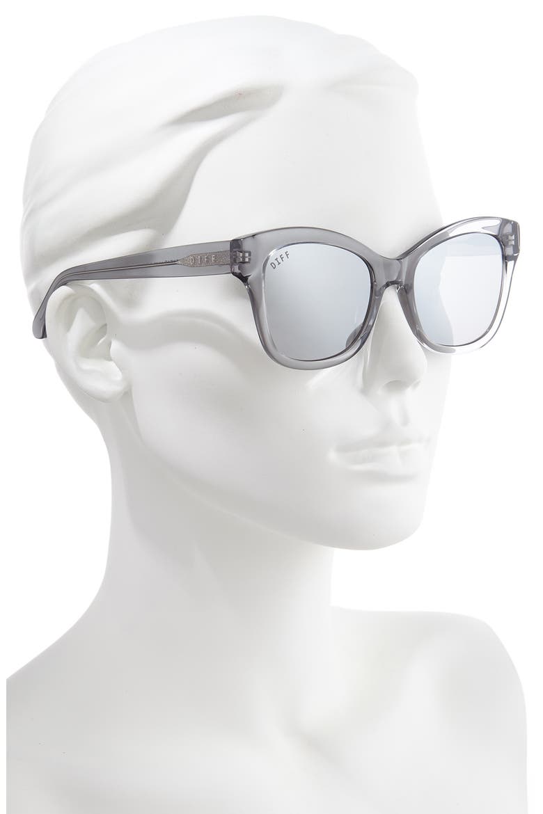 Skylar 52mm Cat Eye Sunglasses, Alternate, color, CRYSTAL SMOKE/ GREY