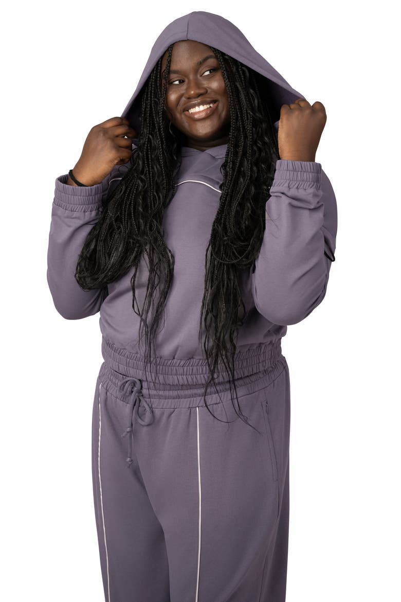 Mila Crop Maternity/Nursing Hoodie, Alternate, color, GRANITE