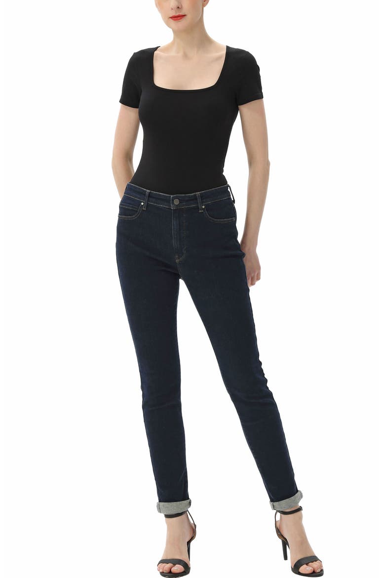 Women's Square Neck Basic Bodysuit, Alternate, color, Black