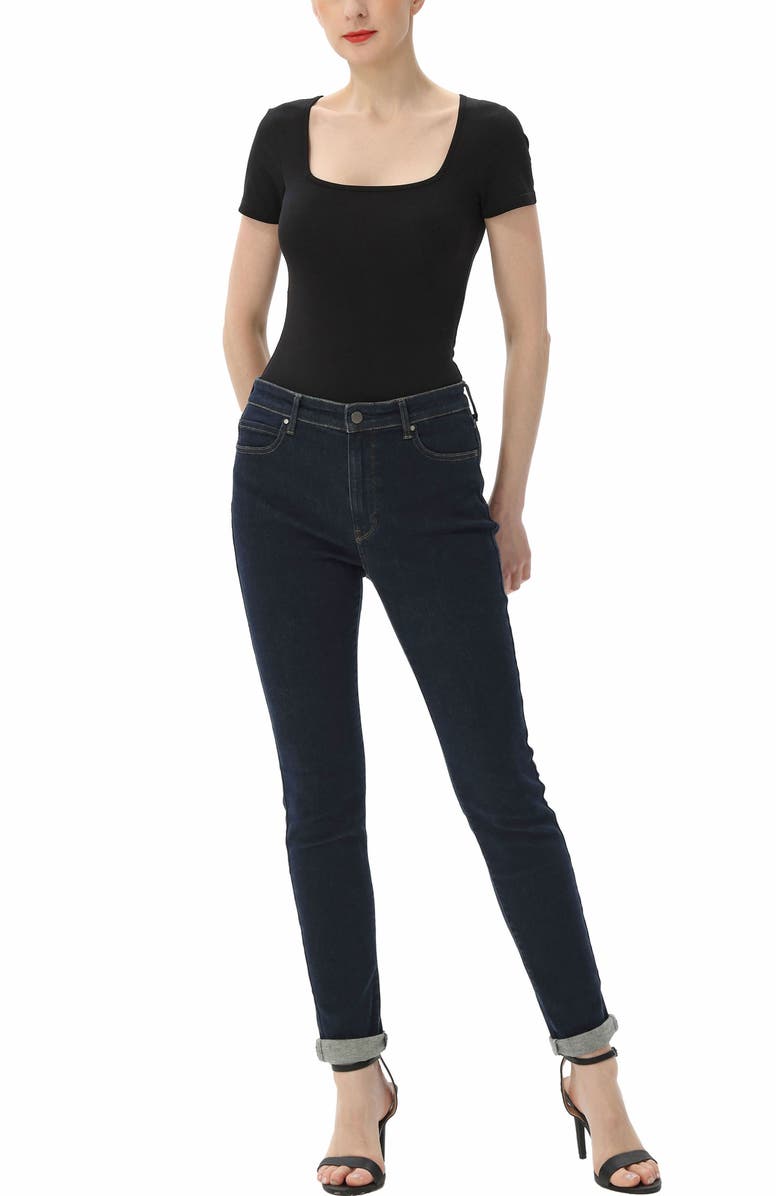 Kimi & Kai Women's Square Neck Basic Bodysuit, Alternate, color, Black