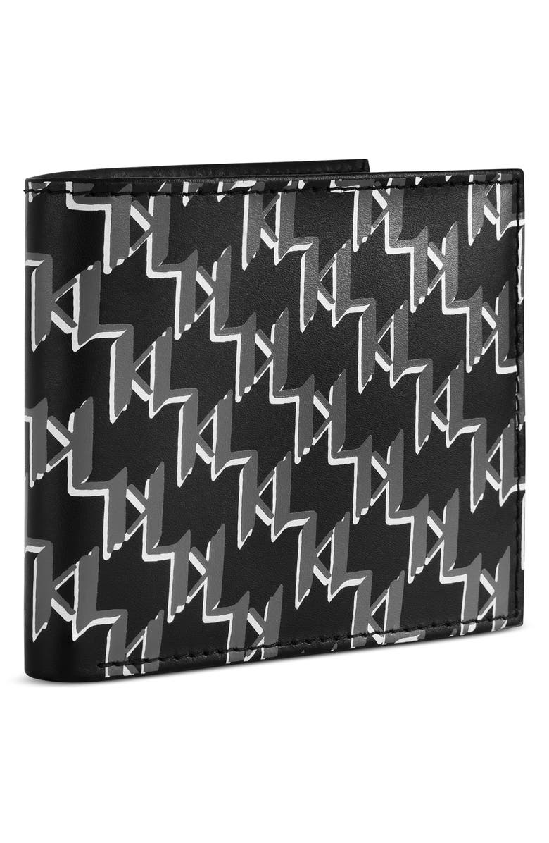 KARL LAGERFELD PARIS Grid Monogram Leather Bifold Wallet, Alternate, color,