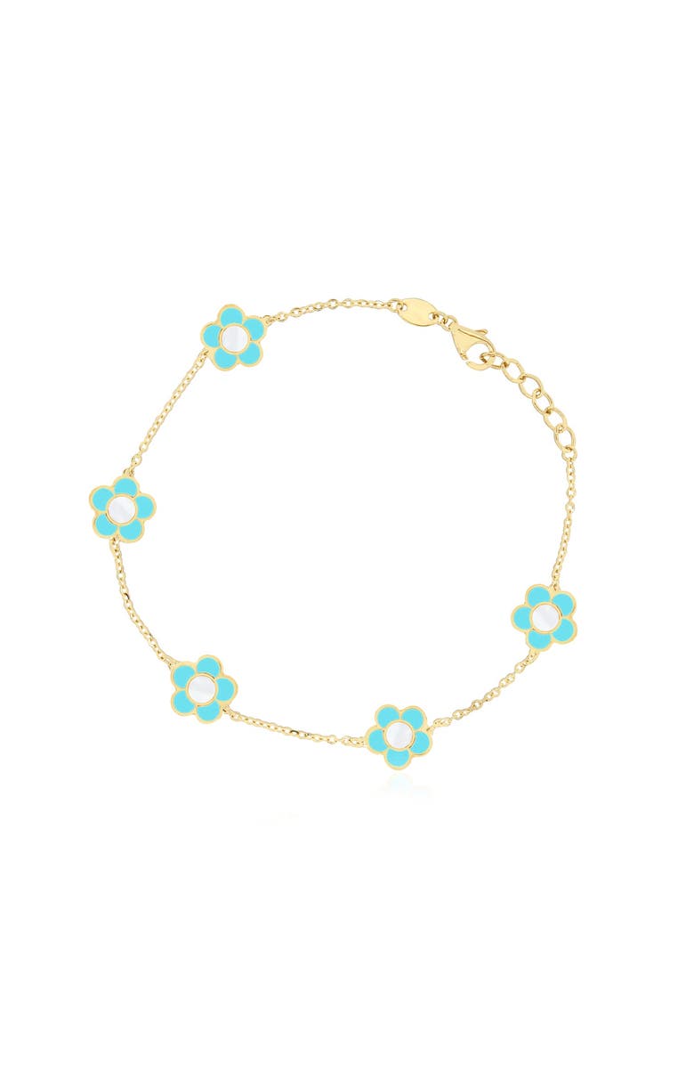 The Lovery Fine Jewelry Turquoise Daisy Bracelet, Main, color, Turquoise