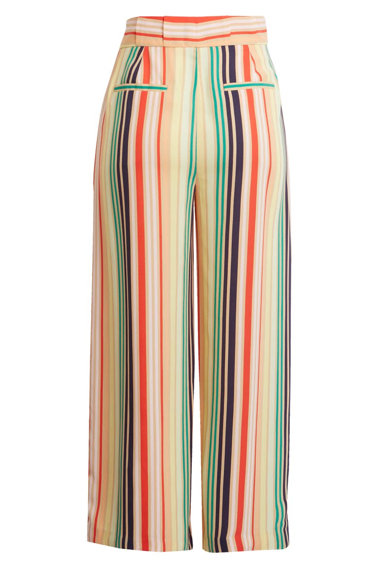 x Atlantic-Pacific Pleat Detail Print Pants, Alternate, color, NAVY MULTI STRIPE