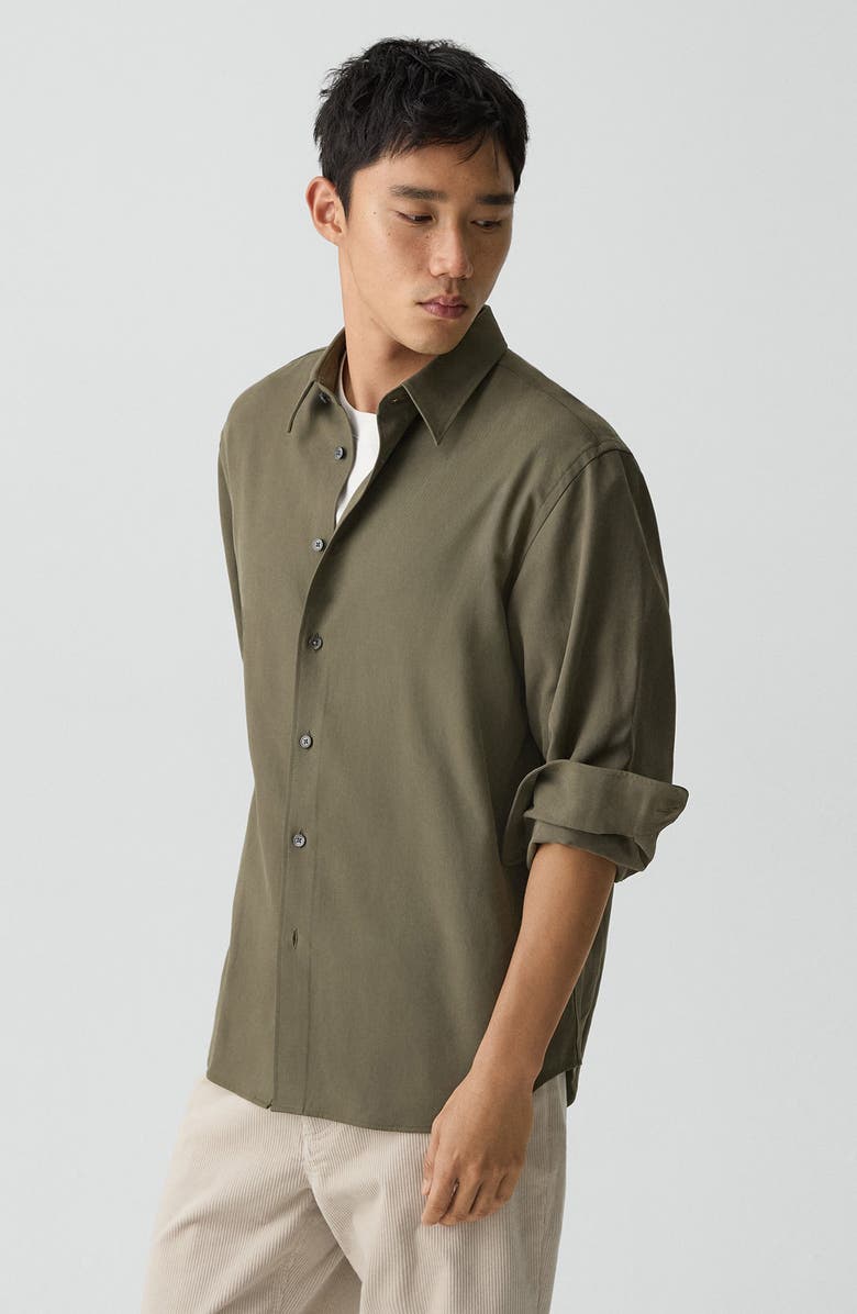 Theory Leaf Relaxed Button-Up Shirt, Alternate, color, Tarmac