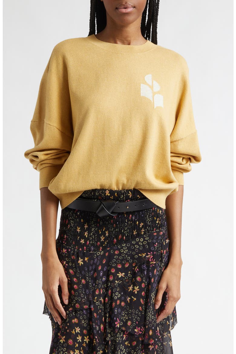 Marisans Logo Cotton & Wool Sweater, Main, color, MUSTARD