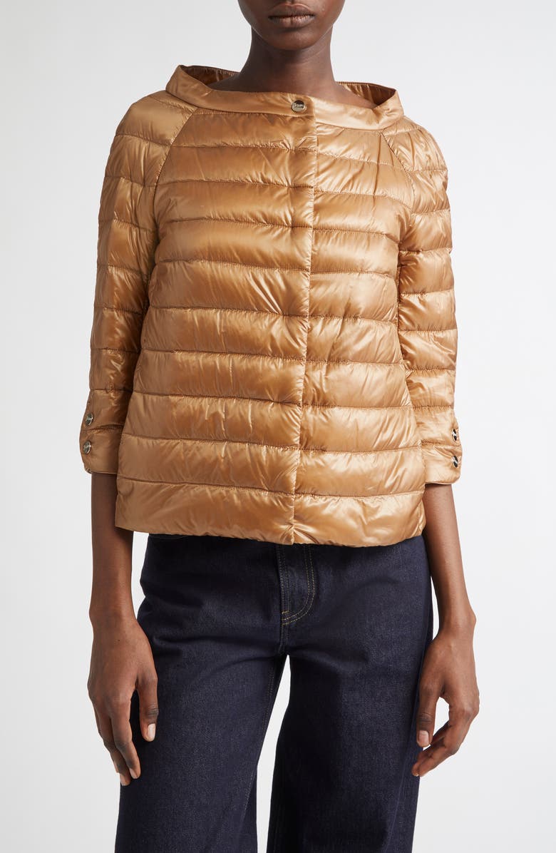 Herno Elsa Iconico Ultralight Water Repellent Down Puffer Jacket, Main, color, Camel