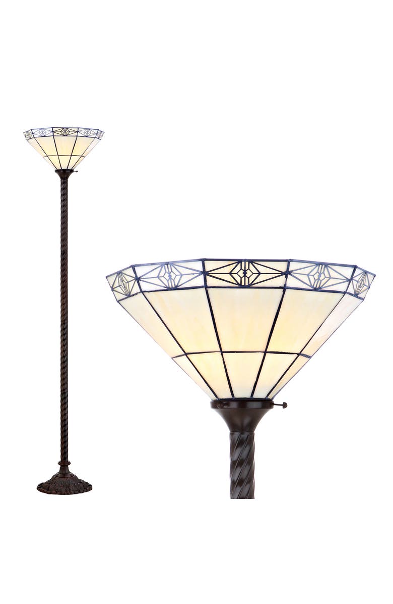 JONATHAN Y Moore Tiffany-Style 68.57" Torchiere LED Floor Lamp, Bronze, Alternate, color, Bronze