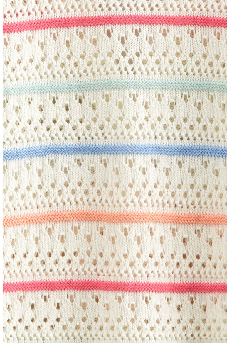 Kids' Stripe Open Stitch Cotton Cardigan, Alternate, color, IVORY EGRET MULTI STRIPES