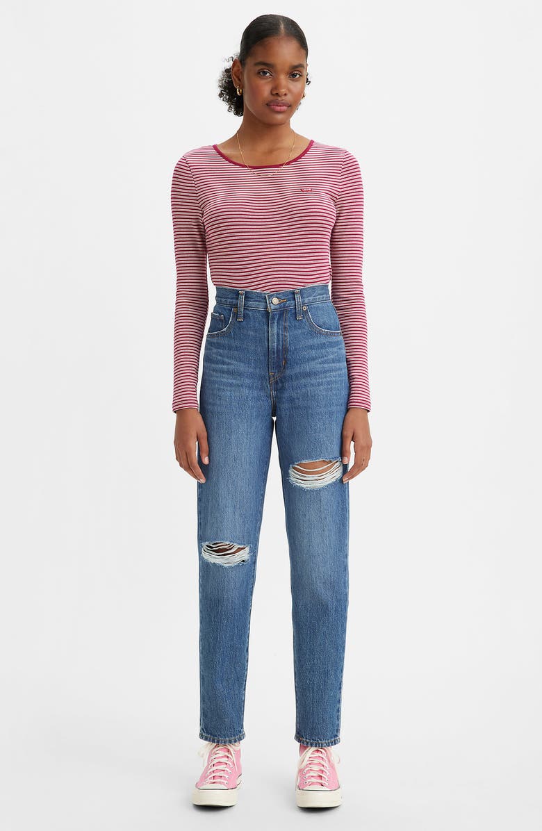 Levi's<sup>®</sup> Ripped High Waist Straight Leg Jeans, Alternate, color,