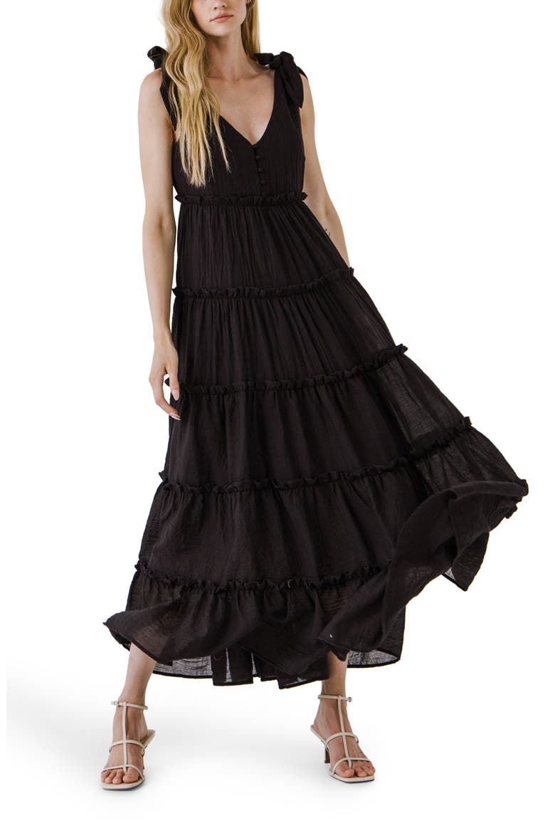 Tiered Maxi Dress, Main, color, BLACK