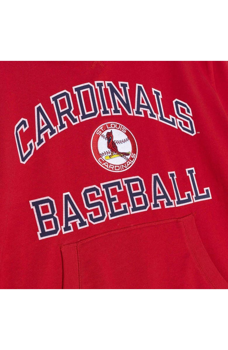 Mitchell & Ness Men's Mitchell & Ness Red St. Louis Cardinals Cooperstown Collection Washed Fleece Pullover Short Sleeve Hoodie, Alternate, color, 