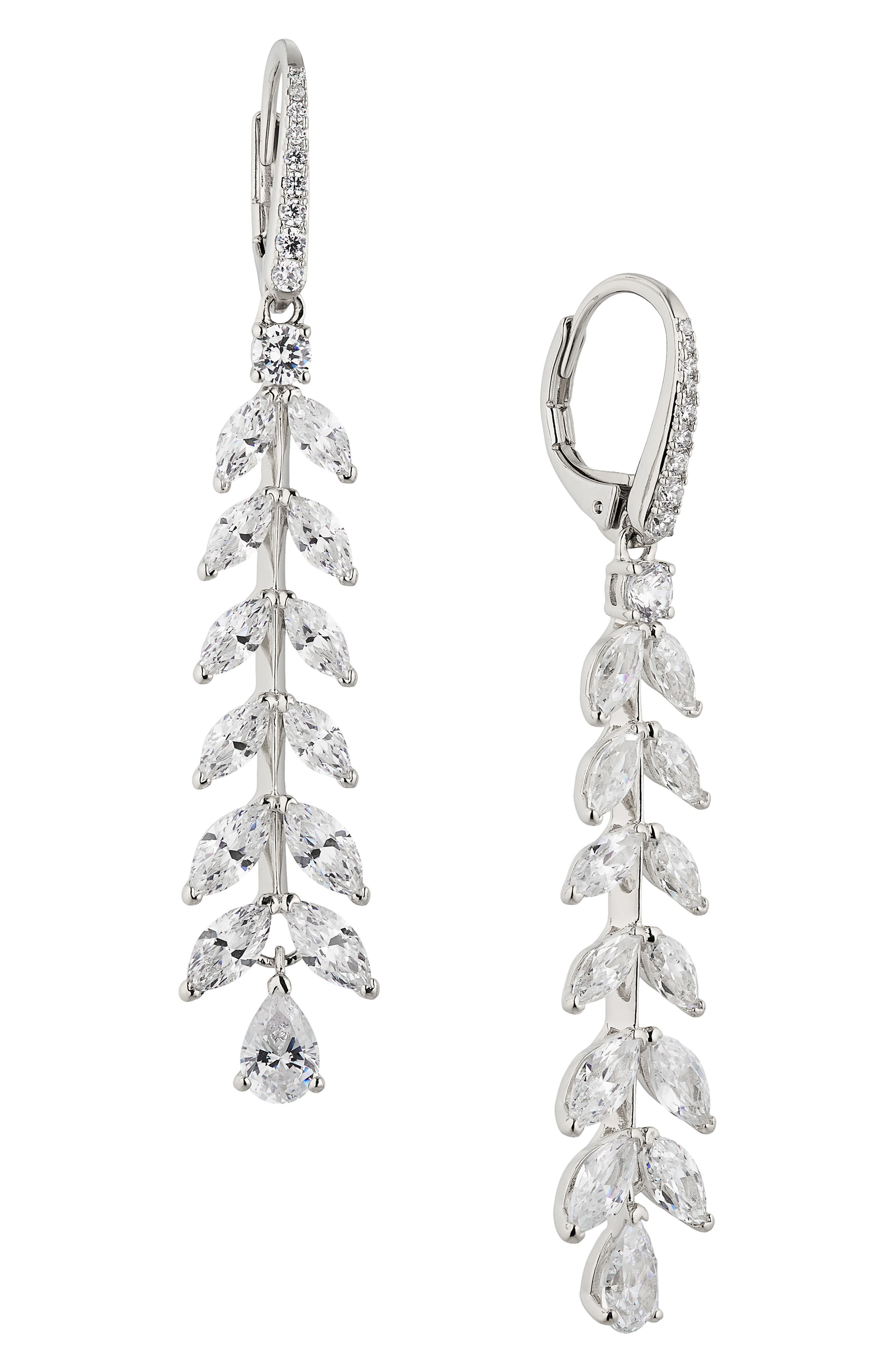 Nadri Wild Flower Crystal Vine Linear Drop Earrings